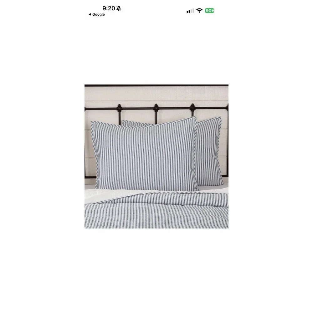 Sawyer Mill Farmhouse Blue Ticking Stripe Standard Sham 21x27 VHC Brands Cottage